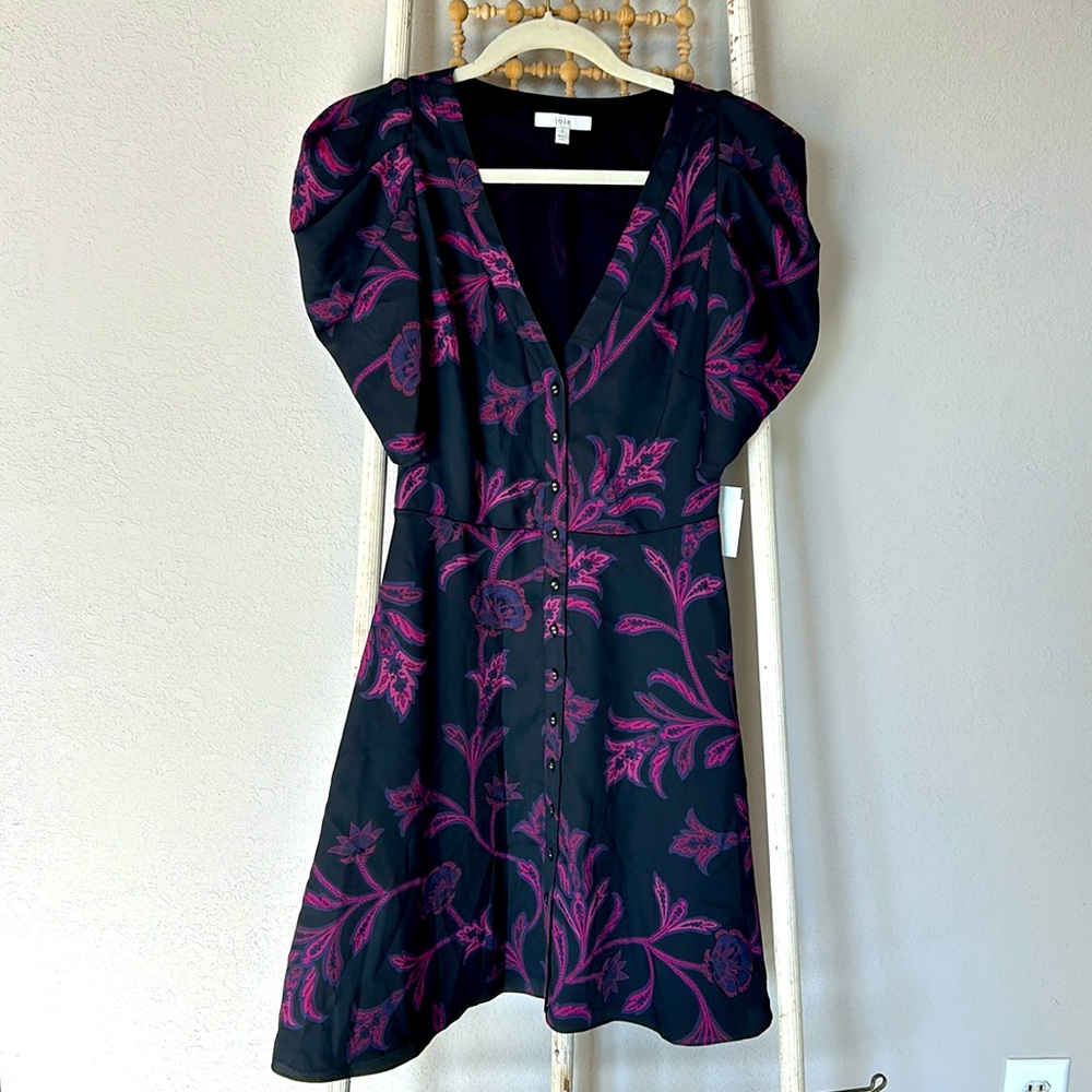 Black Floral Print Joie Size Small Silk Dress NWT